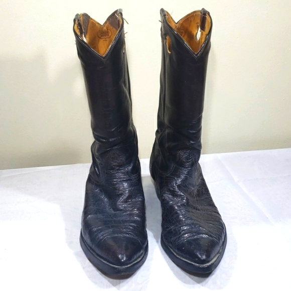 Nocona Cowboy Boots Vintage 1980s Dark Chocolate Tall Women's Size 12 1/2 R - Picture 3 of 16